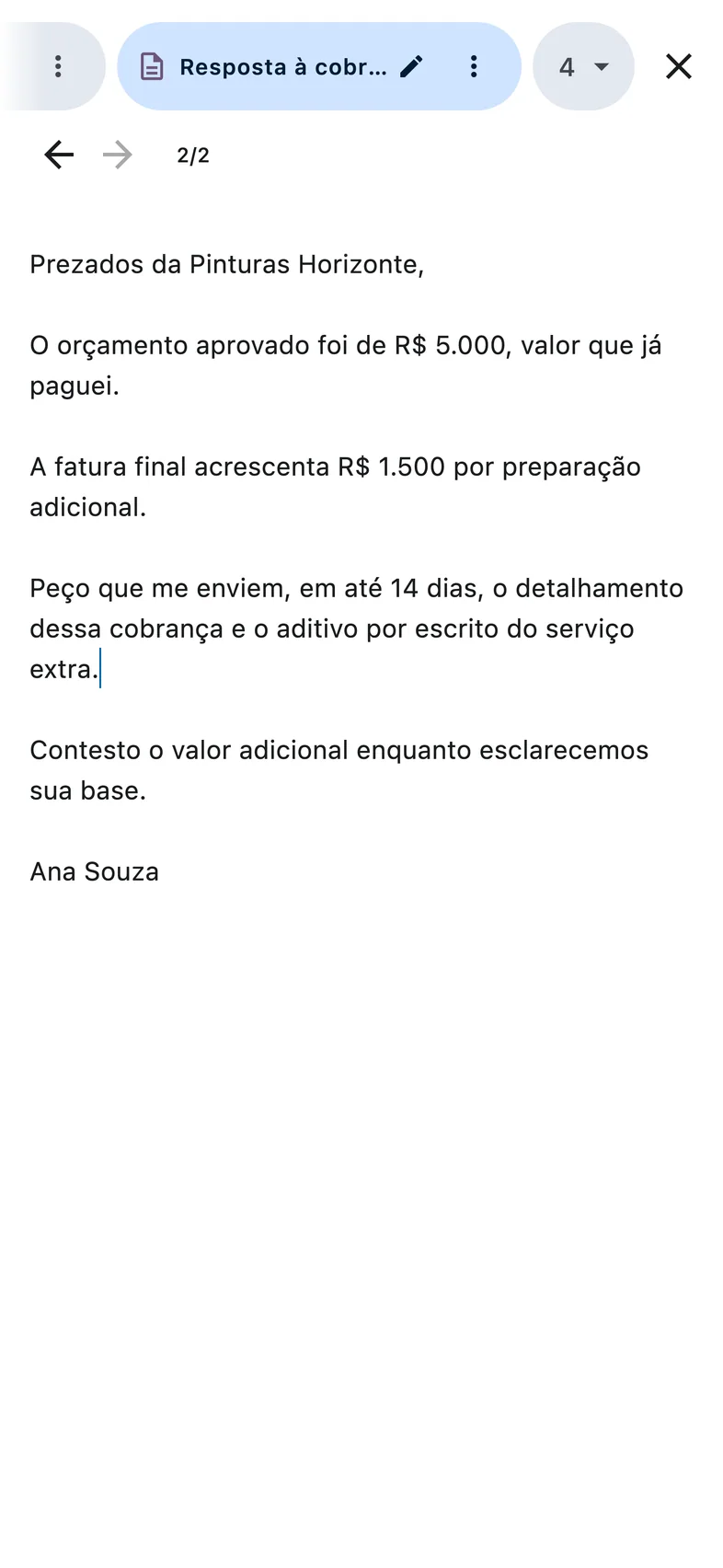 Receba um rascunho da resposta e edite